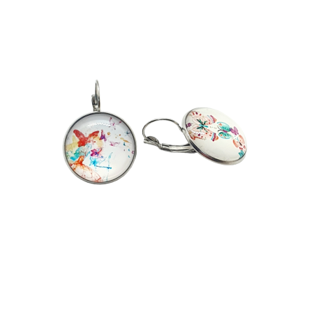 earrings steel silver with butterflies2